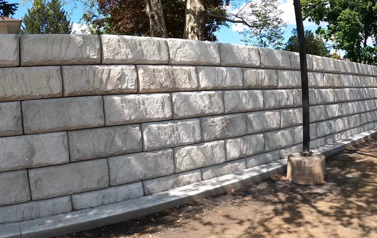 Professional retaining wall installation with clean finish in Bloomington, IL